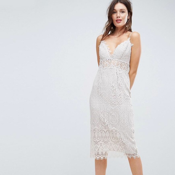 asos lace cami midi pencil dress